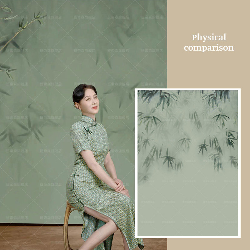 竹子竹影古风室内新款古风汉服摄影背景纸 照相馆汉服拍照古装背