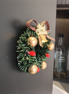 小红书同款圣诞花环冰箱贴家居摆件咖啡机洞洞板猫眼装饰贴吸铁石