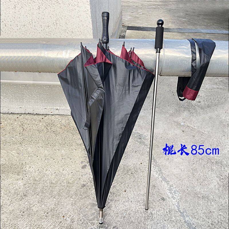 可抽出防身的不锈钢藏棍千机伞棍雨伞实心钢棍防身伞车载晴雨伞