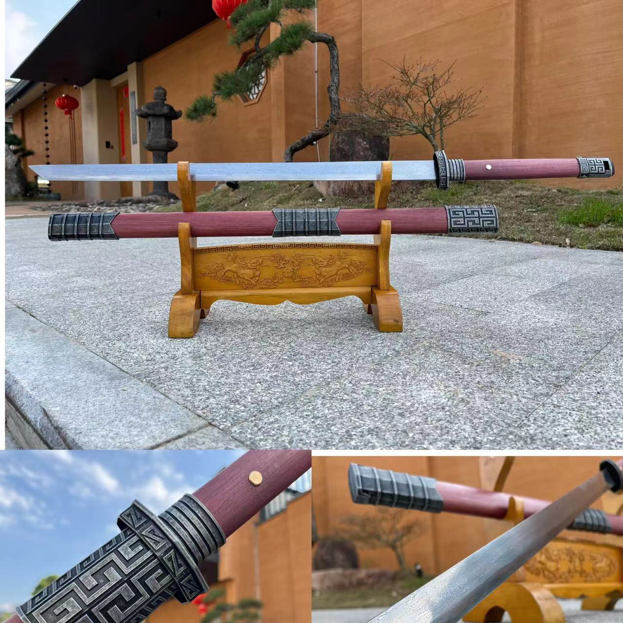 龙泉唐横刀花纹钢手工摆件收藏正品真刀复古唐剑龙泉剑未开刃