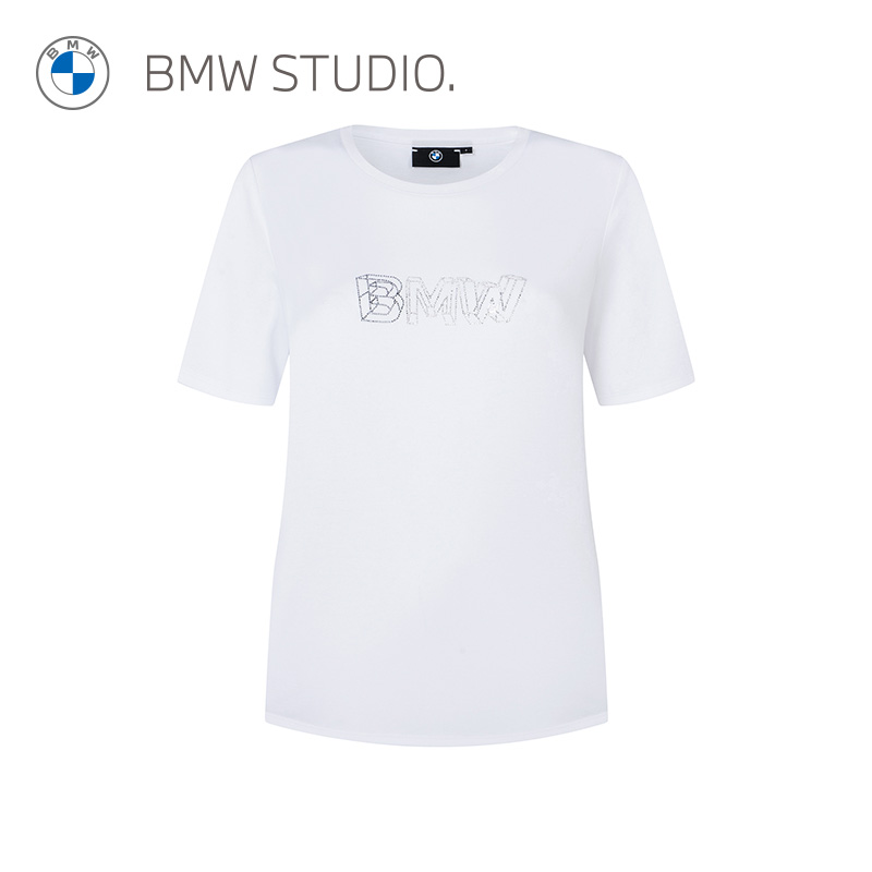 BMW STUDIO宝马女装官方早春纯棉白色短袖休闲小口袋百搭女士T恤
