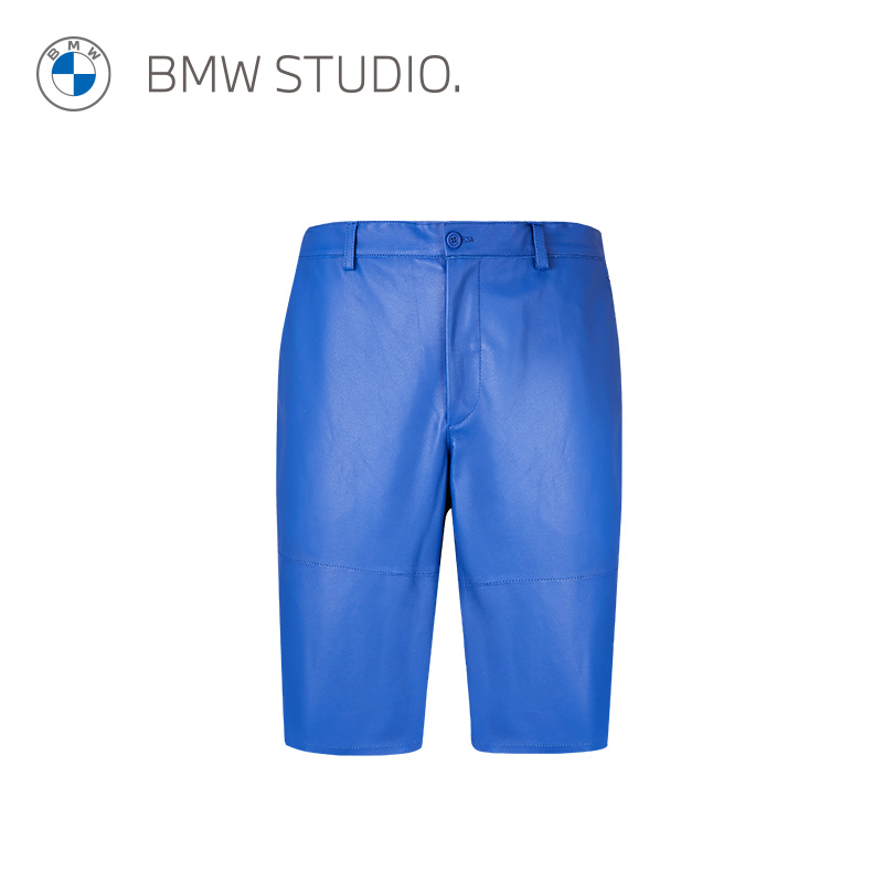 BMW STUDIO宝马男装官方春夏皮裤商务时尚休闲风皇家蓝色短裤皮裤