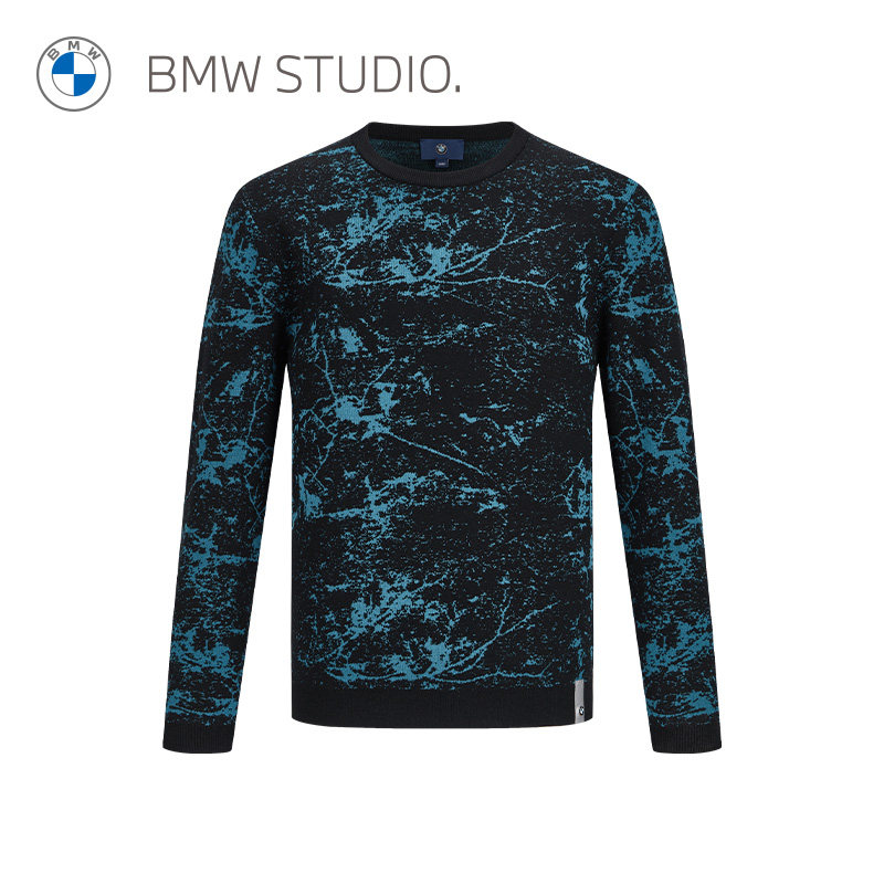 BMW STUDIO宝马男装春夏时尚毛衫上衣圆领休闲长袖男士套头针织衫