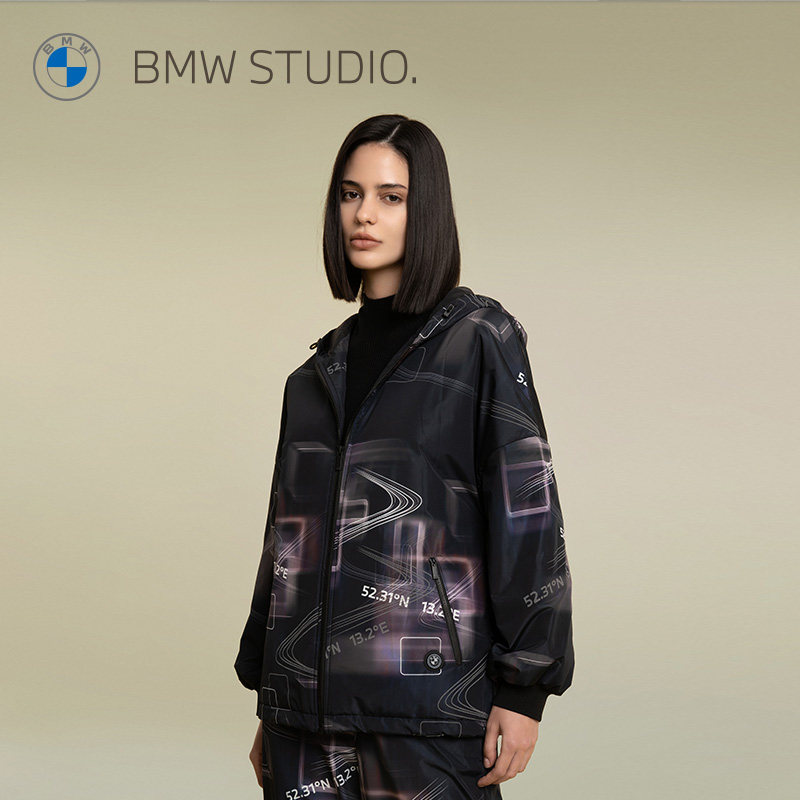 BMW STUDIO宝马女装秋冬季保暖光影几何裥棉款女士夹克外套