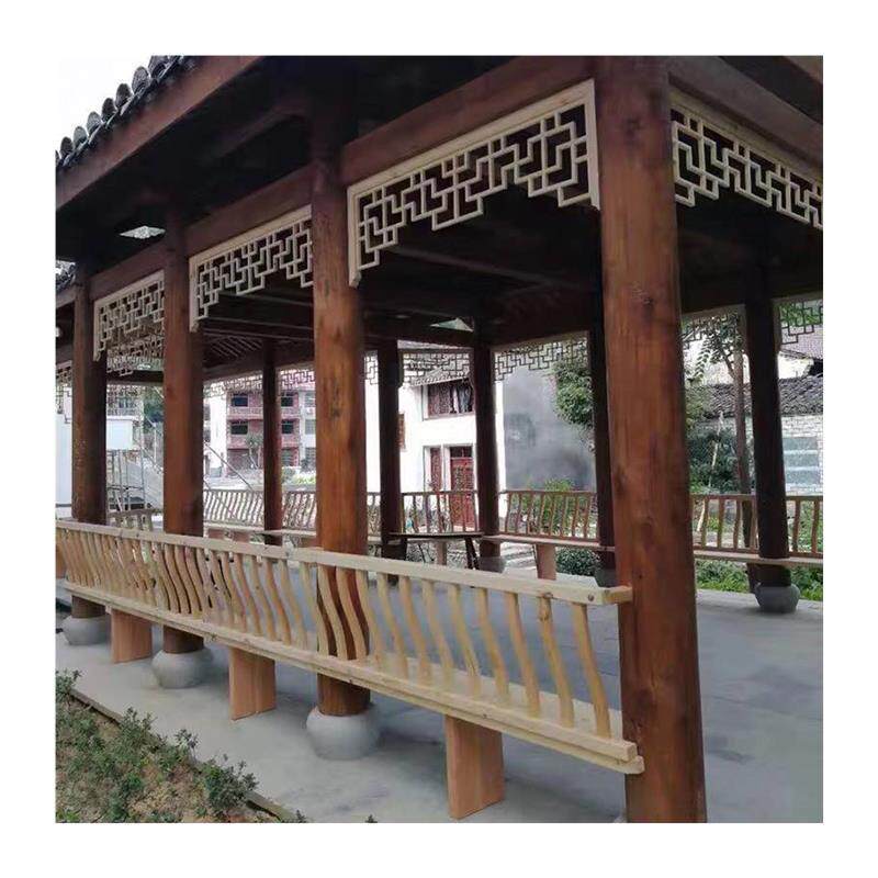 美人靠栏杆长廊凉亭座椅菠萝格柳桉木质弯仿古吴王靠户外靠背
