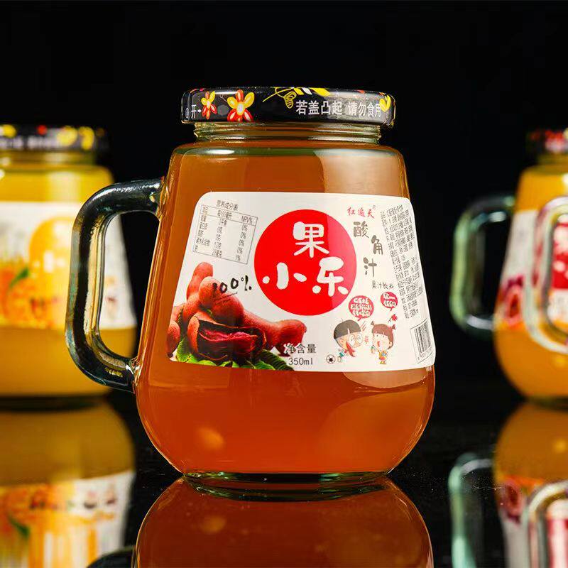 云南特产酸角汁饮料 350ml玻璃手把杯百香果汁芒果汁蓝莓汁菠萝爽