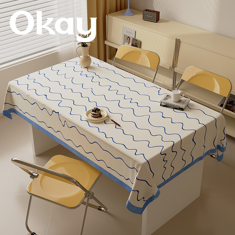 蓝浪跃动 桌布餐桌办公桌韩系简约防尘布ins风百搭布艺茶几垫餐布,居家布艺,桌布,淘宝优惠券,粉丝福利购,淘宝优惠卷