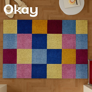 okay卡玛琳方块丝圈入户地垫门口家用可裁剪 pvc耐脏防滑除尘脚垫