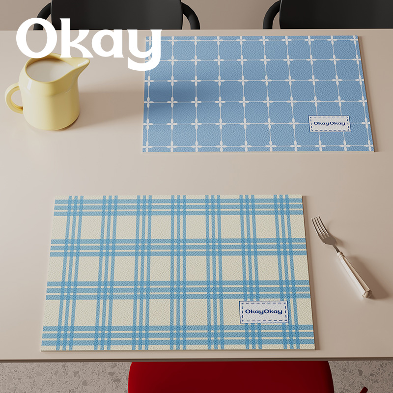 okay蓝色格纹沥水垫厨房水池台面吸水垫高级感餐桌隔热防滑保护垫