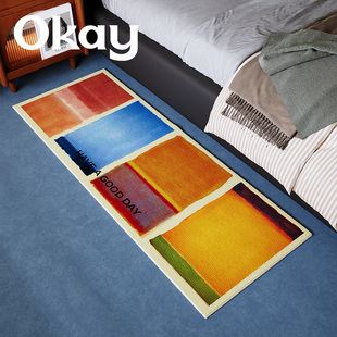 okay罗思科床边毯地垫 ins治愈韩系卧室入户垫进门房间毛绒地毯