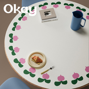 okay清甜萝卜 圆形桌垫皮革餐桌垫pvc简约防水防油耐脏隔热垫桌布