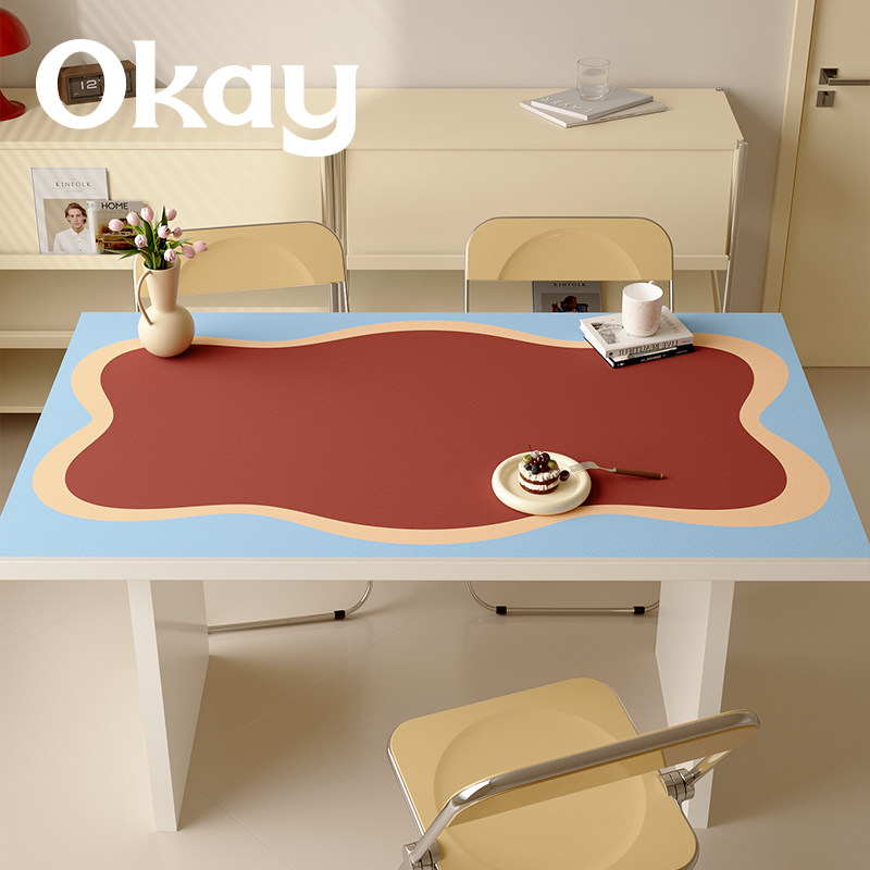 OKAY甜彩简韵桌垫皮革ins餐桌垫pvc家用防水防油耐脏隔热垫子桌布,居家布艺,桌布,淘宝优惠券,粉丝福利购,淘宝优惠卷
