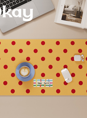 okay复古波点鼠标垫家用办公书桌垫简约高级感电竞电脑键盘桌面垫