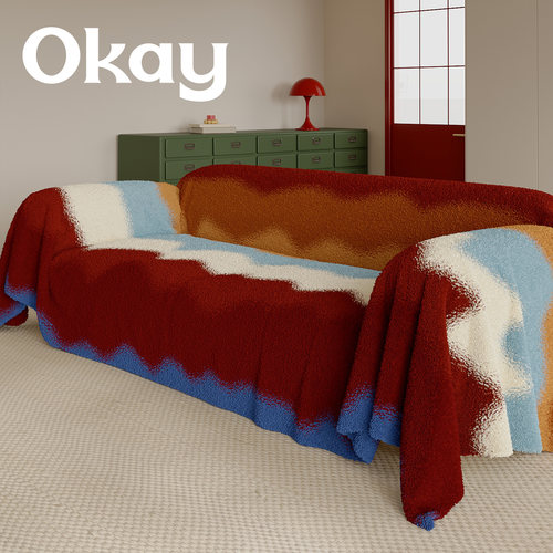okay云间软糖沙发巾韩系简约毛绒 ins风家用百搭全包沙发盖布套罩