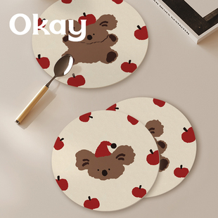 OKAY呆萌考拉隔热垫杯垫皮革餐垫家用桌垫厨房垫防滑吸水防烫碗垫