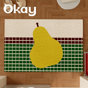 okay水果士多丝圈入户地垫门口家用可裁剪 pvc耐脏防滑除尘脚垫子