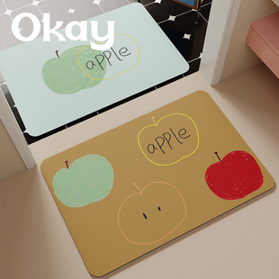 okay梨子苹果浴室吸水地垫纯色几何厕所门口脚垫卫生间门垫防滑垫