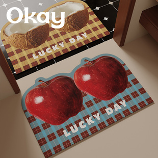 okay苹果椰子浴室吸水地垫多巴胺厕所门口脚垫卫生间门垫防滑垫子