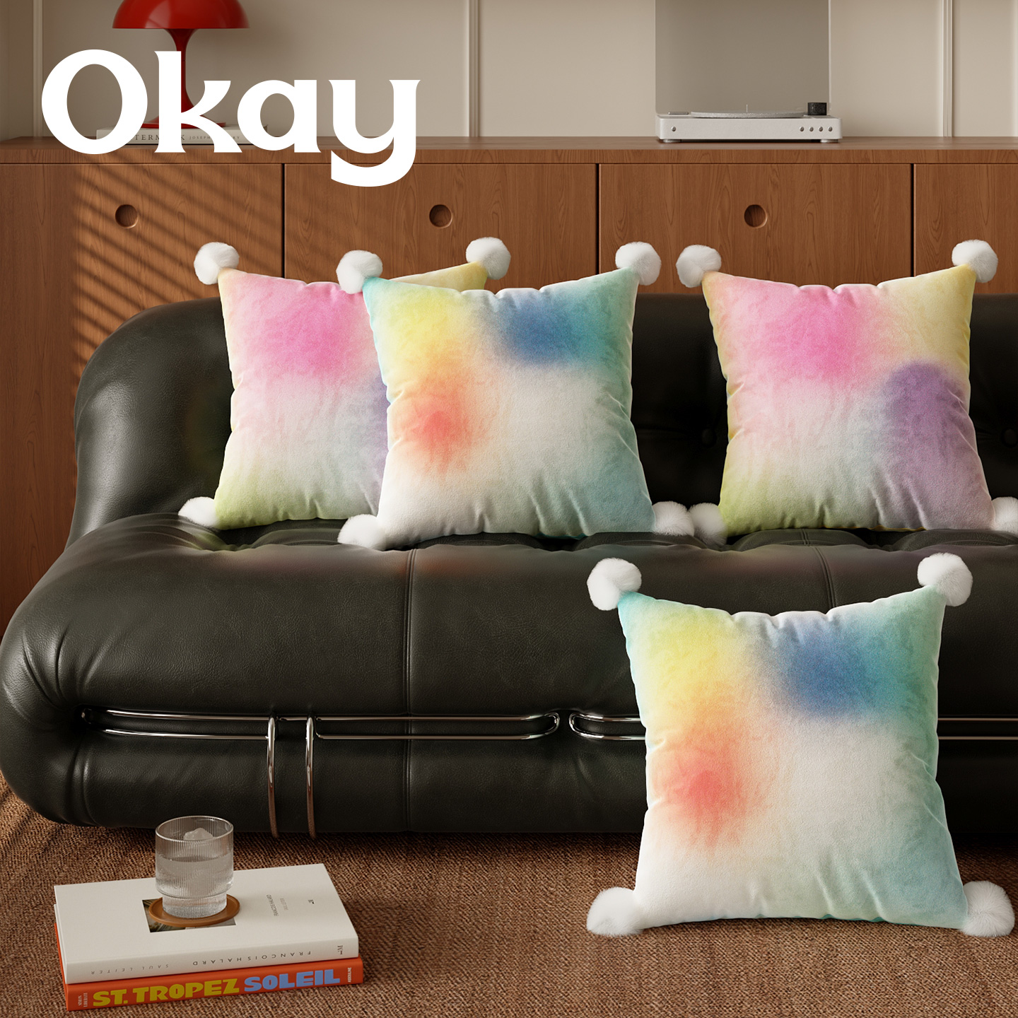 okay虹雾漫叠韩系客厅抱枕套沙发抱枕靠垫办公室腰枕套床头靠背垫