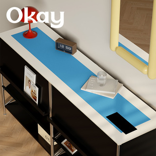 okay苔阶留痕皮革餐边柜垫ins风防水防油可擦免洗pvc玄关鞋 柜垫子