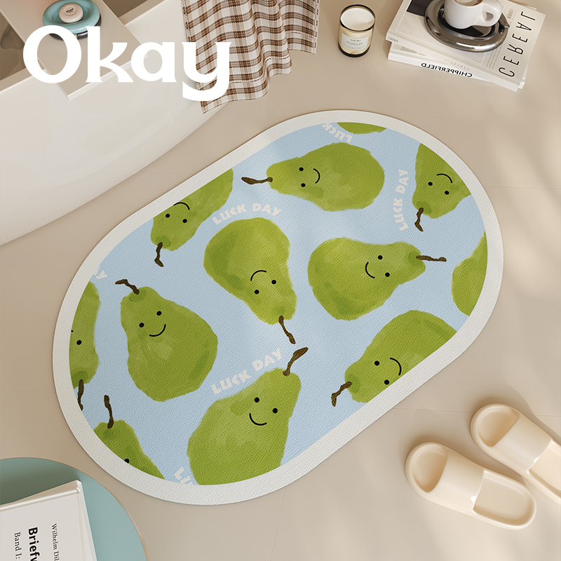 okay顺顺梨梨浴室吸水地垫简约百搭厕所门口脚垫卫生间门垫子防滑