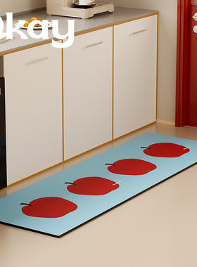 okay苹香蜜梨厨房地垫吸水吸油防滑耐脏脚垫高级感百搭简约地垫子