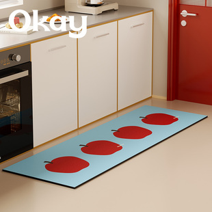 okay苹香蜜梨厨房地垫吸水吸油防滑耐脏脚垫高级感百搭简约地垫子