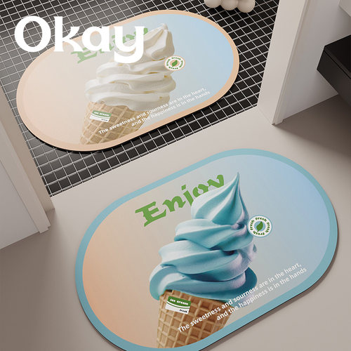 okay冰淇淋浴室吸水地垫简约百搭厕所门口脚垫卫生间门垫防滑垫子