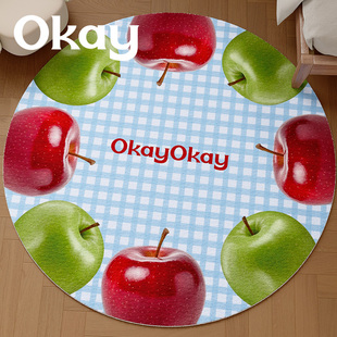 okay星星苹果床边毯卧室入户 ins进门房间治愈系家用百搭圆地毯垫