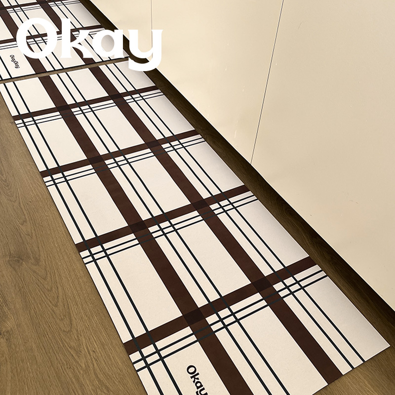 okay格纹 简约现代ins厨房地垫吸水防滑脚垫防油耐脏可擦免洗地毯