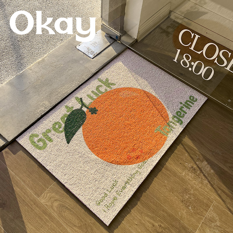 金钱橘丝圈入户可裁剪家用脚垫