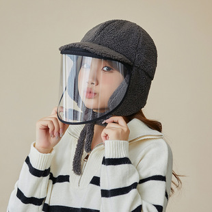 保暖护耳帽新款鸭舌帽带耳包冬季加厚毛绒防风电动车挡风帽子女款
