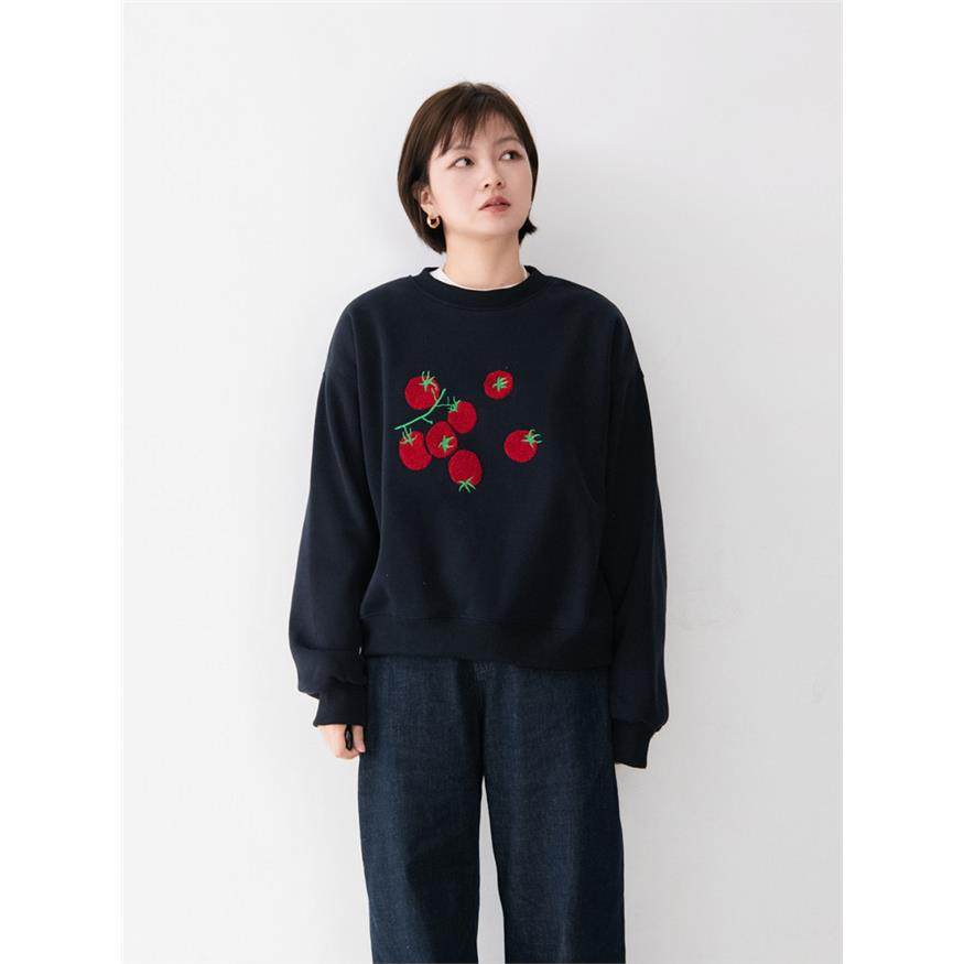 棉质可爱番茄刺绣加绒加厚套头长袖卫衣女宽松百搭通勤上衣,个性定制/设计服务/DIY,棉服工装,淘宝优惠券,粉丝福利购,淘宝优惠卷