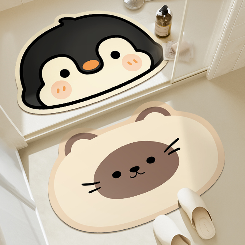 软硅藻泥地垫浴室吸水卫生间门口防滑脚垫子速干可爱卡通厕所地毯