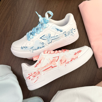 特步空军一号知晚手绘情侣板鞋