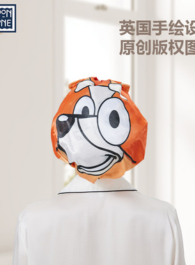 卡通橙色宾果浴帽儿童成人不湿发淋浴双层防水缎面防油烟化妆头套