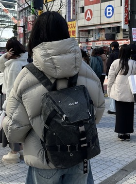 solif黑曜原创时尚复古潮流通勤双肩包男女百搭防水个性双肩背包