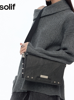 solif新品冷川时尚休闲单肩斜挎包户外通勤百搭男女简约邮差包包