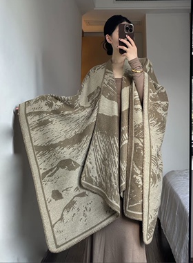 民族风披肩女秋冬季仿羊绒针