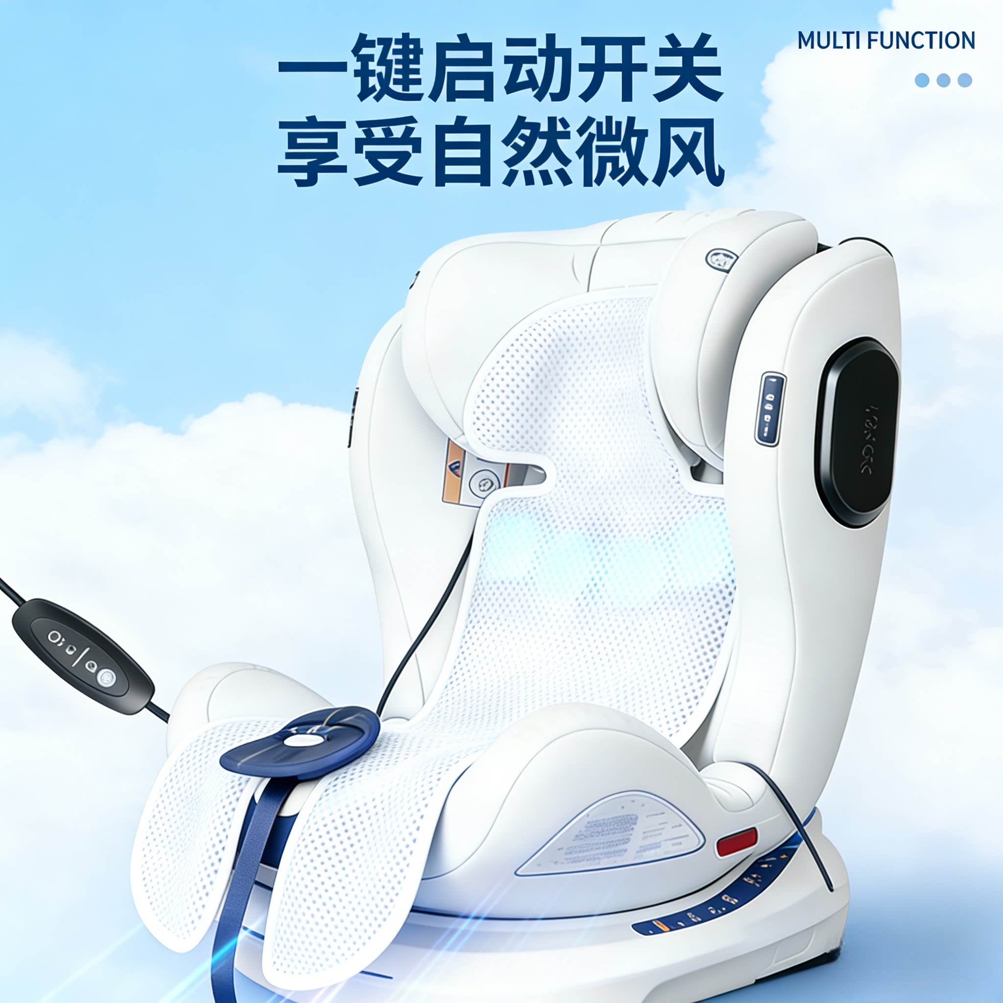 婴儿车通风凉席安全座椅凉垫溜娃车通用电动吹风夏季降温垫子