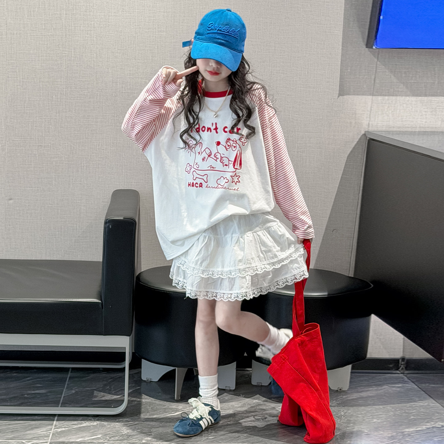 女童长袖t恤春秋款2026新款洋气女孩大童春季上衣儿童春装打底衫