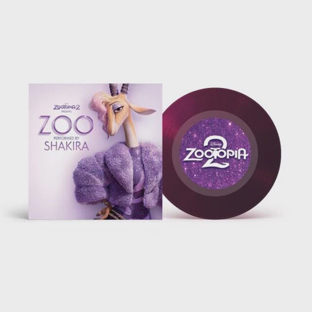 正版 Shakira夏奇拉 Zoo 疯狂动物城主题曲 7寸紫胶LP Zootopia 2