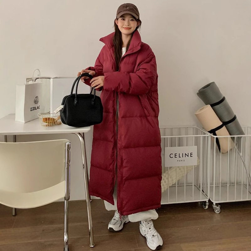 工厂直发过膝长款大被子棉服女士立领加厚保暖面包服宽松大码外套