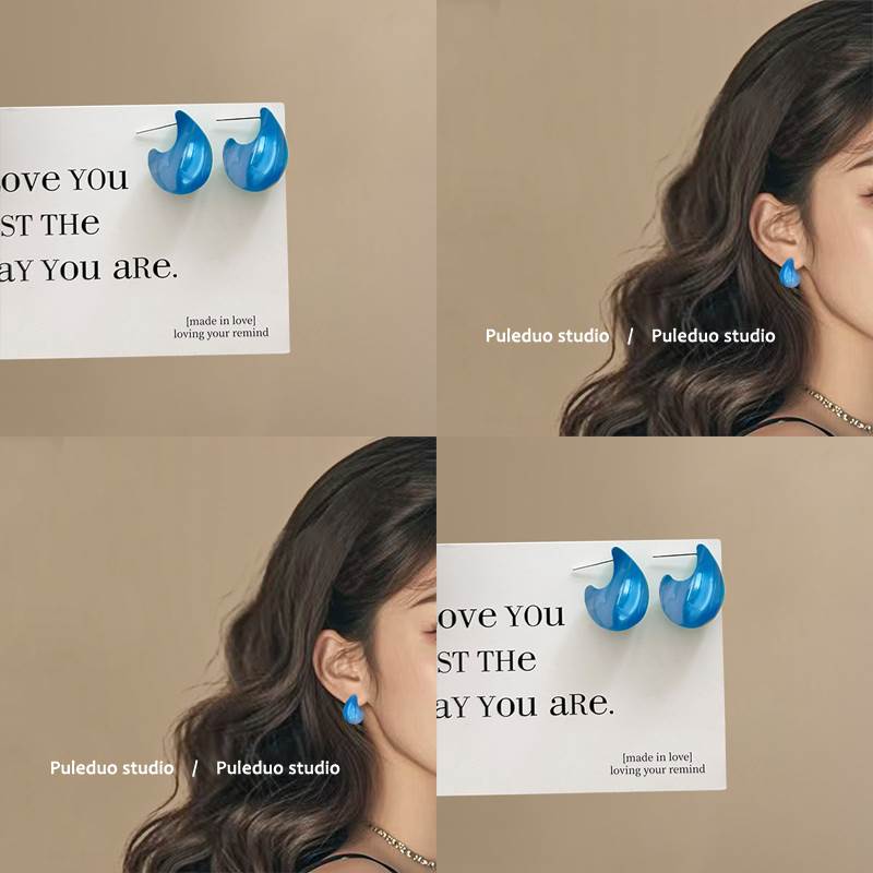 情绪壁咚！水滴形耳环！女小众复古亚克力耳钉冷淡风耳饰盘发器女