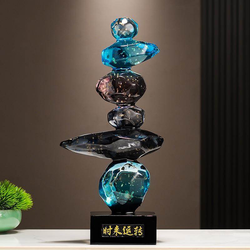 水晶时来运转书房办公室桌面摆件轻奢高档客厅电视柜酒柜装饰摆设