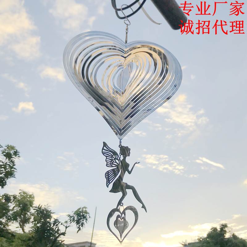 新款 爱心天使风转花园户外阳台景观装饰风铃系列独立站平台供货
