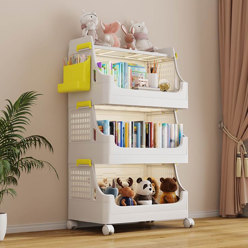 书架置物架落地客厅多层带轮家用书房书桌旁简易阅读移动推车书柜