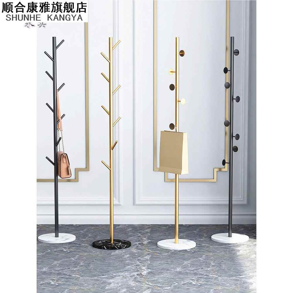 大理石铁艺衣帽架落地简易衣服卧室家用置物收纳简约现代挂衣架子