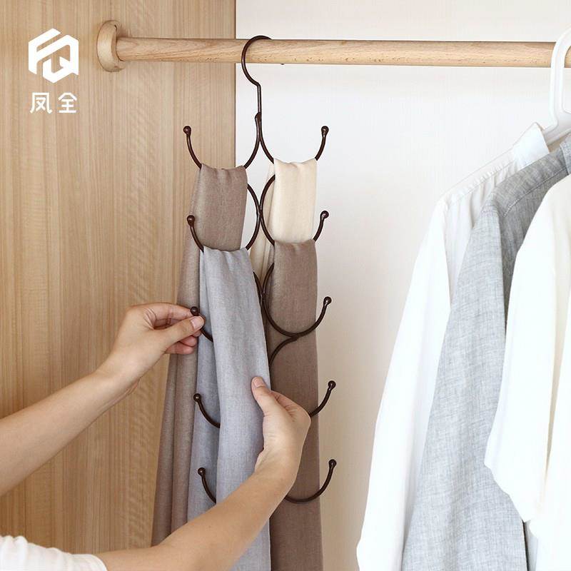 多功能挂围巾架家用收纳神器领带丝巾架子皮带丝袜挂架圈圈环衣架