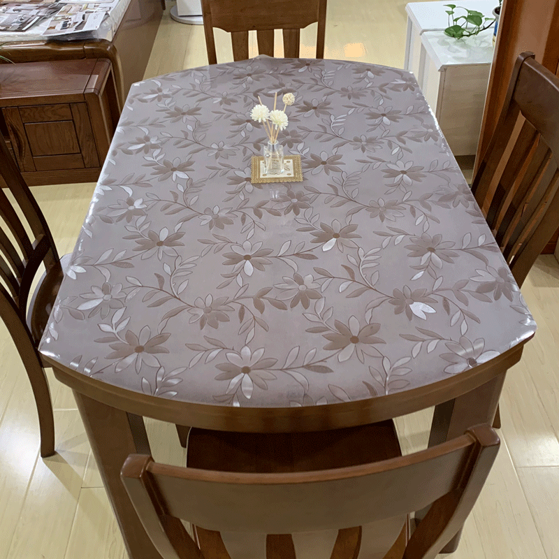 方圆两用桌布圆桌伸缩折叠椭圆形桌垫pvc防水防油防烫免洗餐桌布
